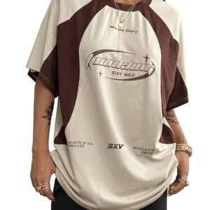 SXV 'Hustle for The Dream Life’ Printed Cool Aesthetic Oversized Baggy Cotton Y2K T-Shirt